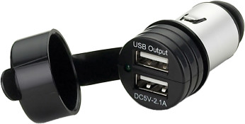 USB-lader dobbel, kontakt m/sig. stpsel 12-24V