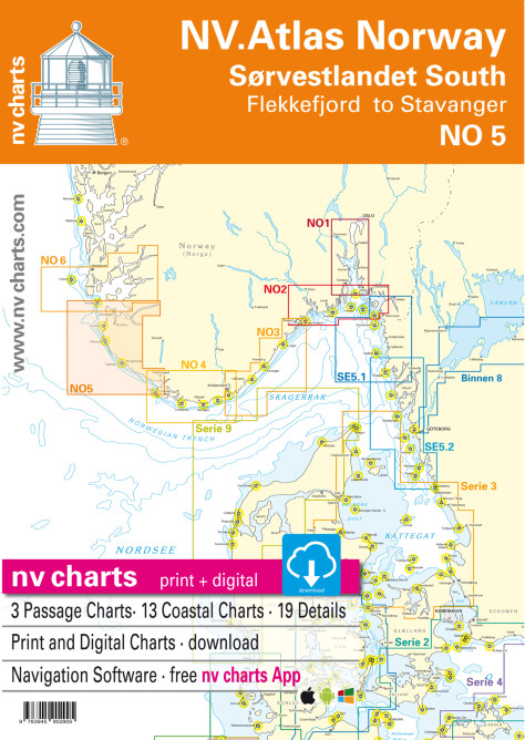 Kart kombi Atlas No 5 - Flekkefjord til Stavanger