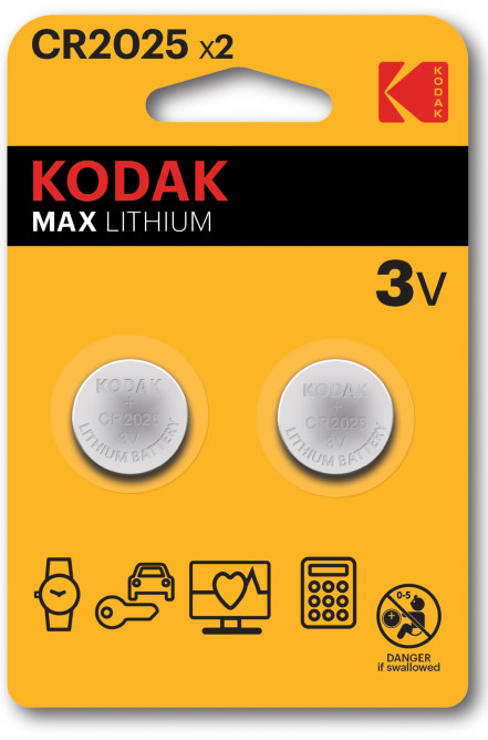 Litiumbatteri CR2025 Kodak (2 pk)