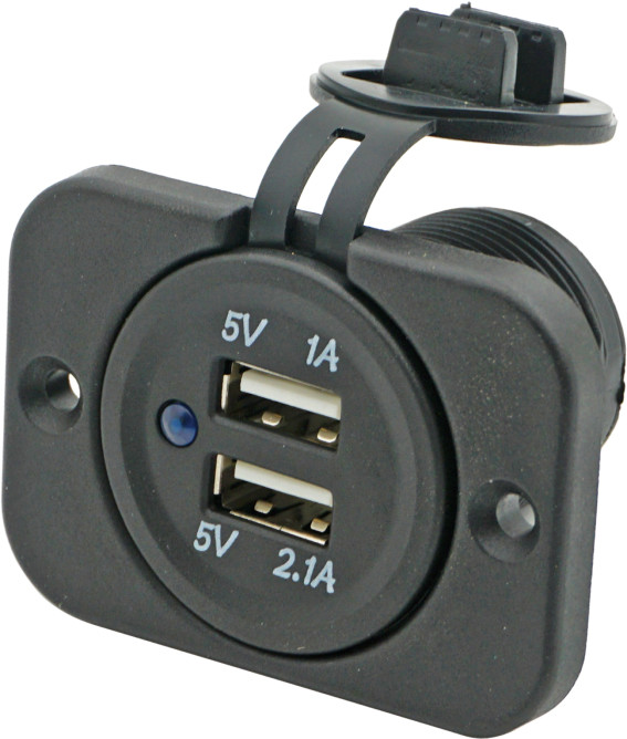 USB uttak, dobbel 12/24V