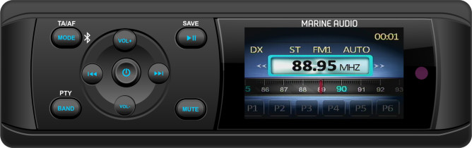 Marine Stereo DAB+, 1 DIN, Bluetooth IPX5