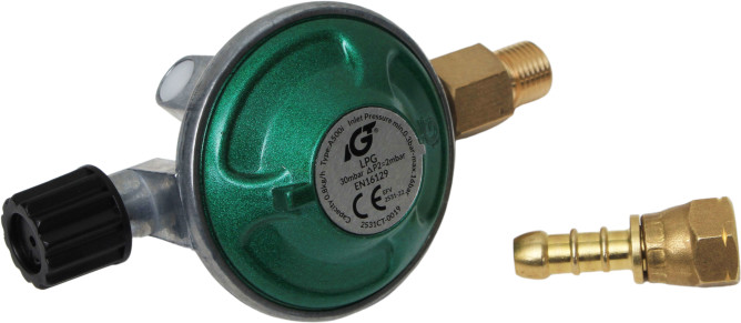 Gassregulator M16 m/gjengetapp og slangestuss