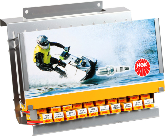 Display NGK Tennplugg, 100 stk assortert, inkl. stativ